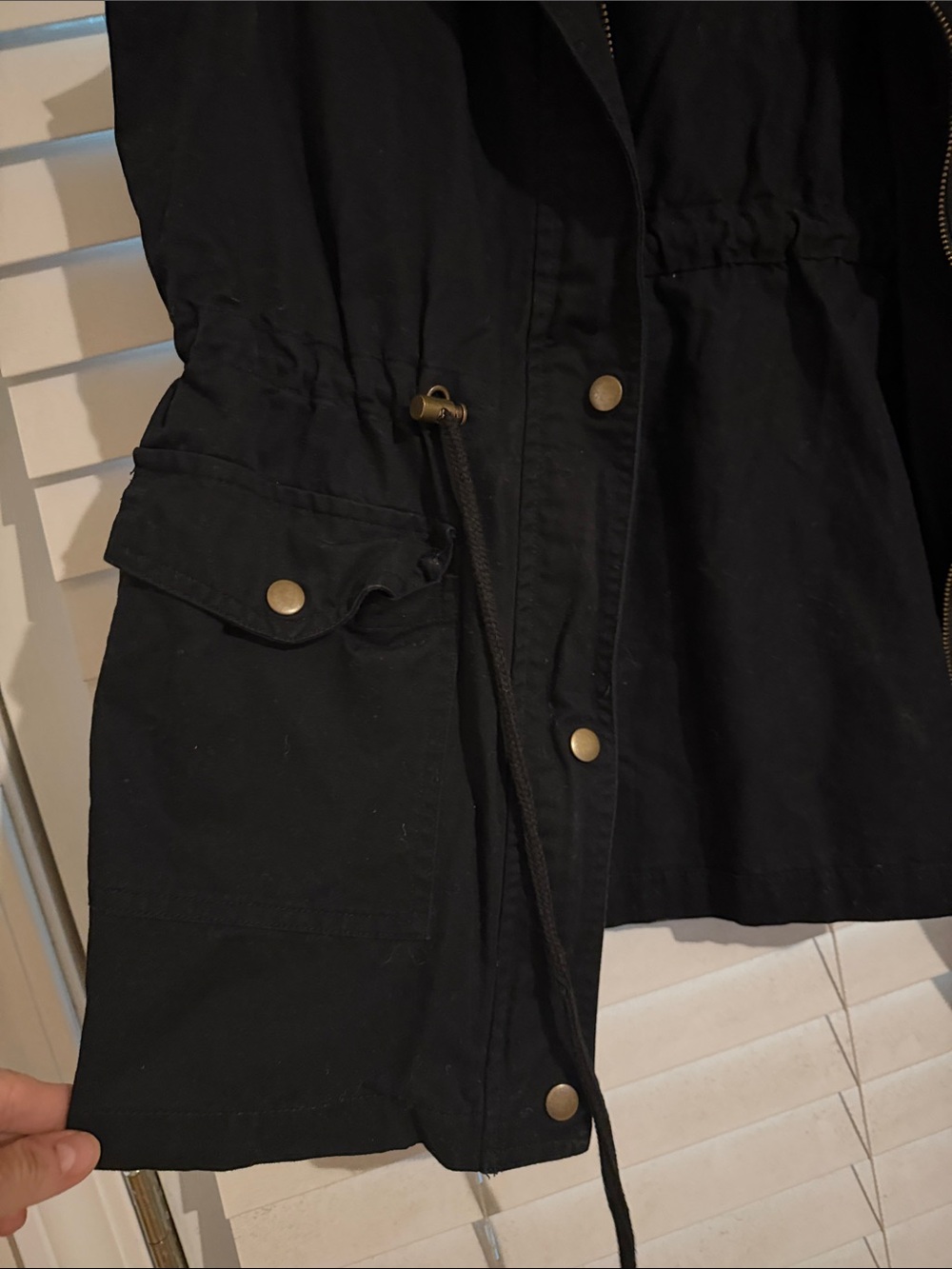 Zenana Outfitters Black Hooded Utility Vest with Drawstring Waist - Picture 5 of 6